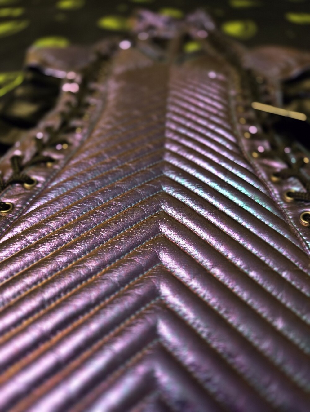 Iridescent Purple Holographic Lace-Up Harness Dress - Picture 6 of 7